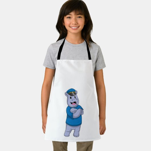 Hippo als Polizeibeamter mit Polizeihut Schürze (Insitu)