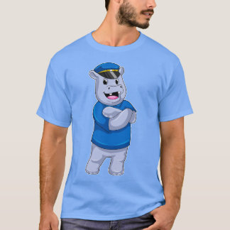 Hippo als Polizeibeamter mit Polizeihut T-Shirt