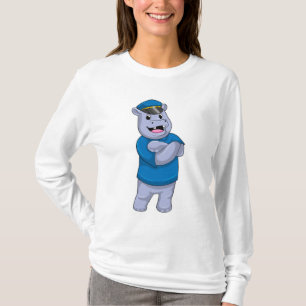 Hippo als Polizeibeamter mit Polizeihut T-Shirt