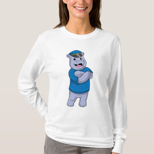 Hippo als Polizeibeamter mit Polizeihut T-Shirt (Vorderseite)