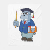 Hippo als Professor mit Buch Fleecedecke (Vorderseite)