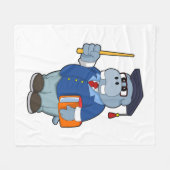 Hippo als Professor mit Buch Fleecedecke (Vorderseite (Horizontal))