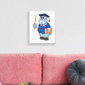 Hippo als Professor mit Buch Leinwanddruck (Insitu (Wohnzimmer))