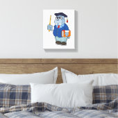 Hippo als Professor mit Buch Leinwanddruck (Insitu (Schlafzimmer))