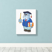 Hippo als Professor mit Buch Leinwanddruck (Insitu (Holzboden))