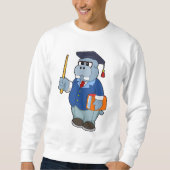 Hippo als Professor mit Buch Sweatshirt (Vorderseite)