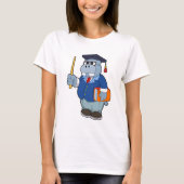 Hippo als Professor mit Buch T-Shirt (Vorderseite)