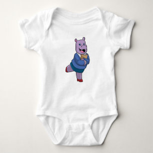 Hippo als Secretary mit Notepad Baby Strampler