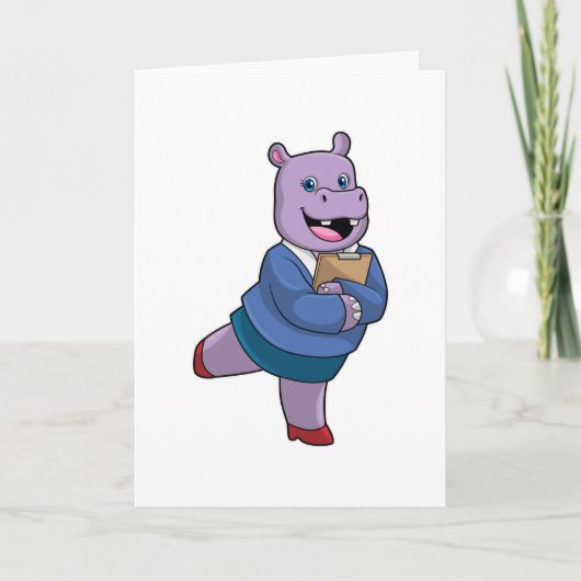 Hippo als Secretary mit Notepad Karte (Vorderseite)