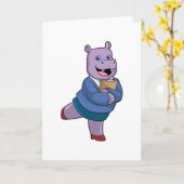 Hippo als Secretary mit Notepad Karte (Gelbe Blume)