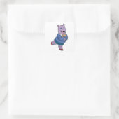 Hippo als Secretary mit Notepad Quadratischer Aufkleber (Tasche)
