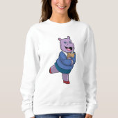 Hippo als Secretary mit Notepad Sweatshirt (Vorderseite)