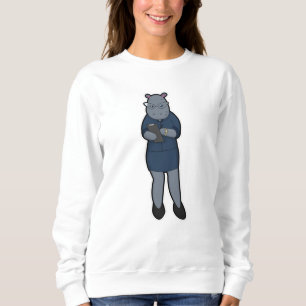 Hippo als Sekretär mit Notepad & Pen Sweatshirt
