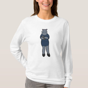 Hippo als Sekretär mit Notepad & Pen T-Shirt