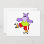 Hippo als Skater mit Inline-Skaten Postkarte (Vorne/Hinten)