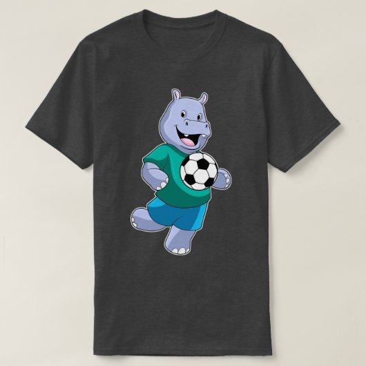 Hippo als Spieler mit Fußball T-Shirt (Design vorne)