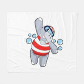 Hippo als Taucher mit Schwimmbrille Fleecedecke (Vorderseite (Horizontal))