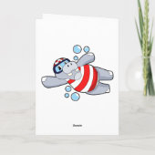 Hippo als Taucher mit Schwimmbrille Karte (Rückseite)