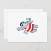 Hippo als Taucher mit Schwimmbrille Postkarte (Vorne/Hinten)