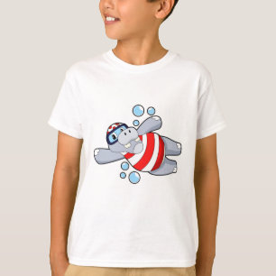 Hippo als Taucher mit Schwimmbrille T-Shirt