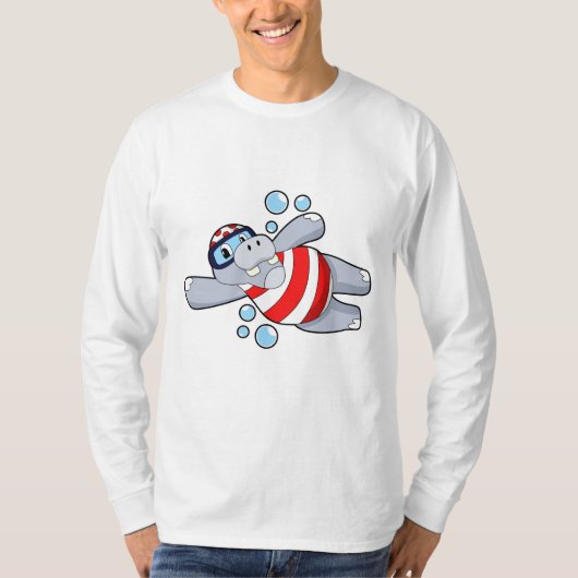 Hippo als Taucher mit Schwimmbrille T-Shirt (Vorderseite)