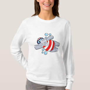 Hippo als Taucher mit Schwimmbrille T-Shirt