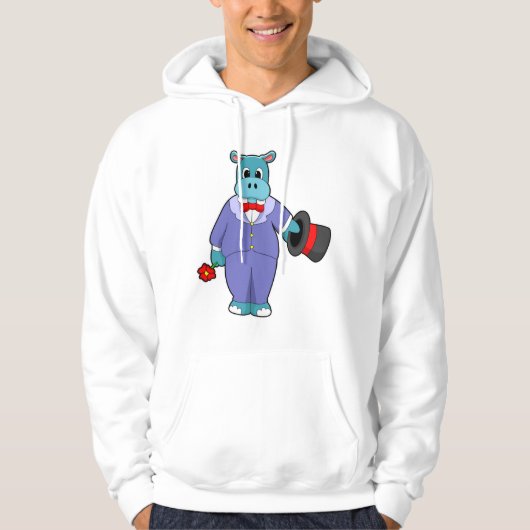 Hippo as Groom mit Anzug und Rose Hoodie (Vorderseite)