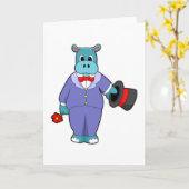 Hippo as Groom mit Anzug und Rose Karte (Gelbe Blume)