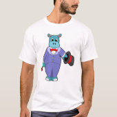 Hippo as Groom mit Anzug und Rose T-Shirt (Vorderseite)