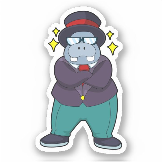 Hippo as Groom with Suit.PNG Aufkleber (Vorderseite)