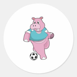 Hippo as Soccer player with Soccer.PNG Runder Aufkleber