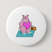 Hippo at Fitness with Radio.PNG Button (Vorderseite)