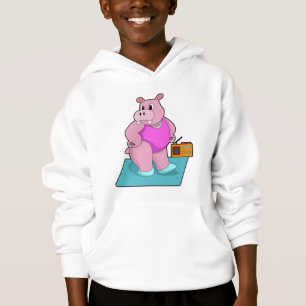 Hippo at Fitness with Radio.PNG Hoodie