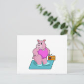 Hippo at Fitness with Radio.PNG Postkarte (Stehend Vorderseite)