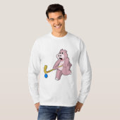 Hippo at Hockey with Hockey bat T-Shirt (Vorne ganz)