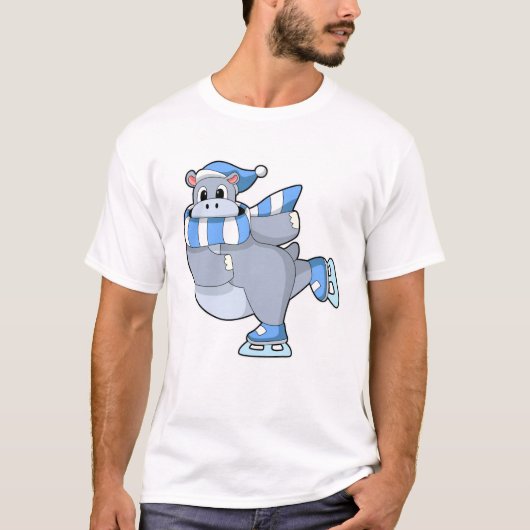 Hippo at Ice Skaten mit Ice-Skaten T-Shirt (Vorderseite)