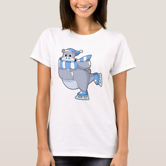 Hippo at Ice Skaten mit Ice-Skaten T-Shirt (Vorderseite)