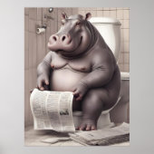 Hippo auf der Toilette Reading Newspapier Poster (Vorne)