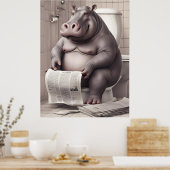 Hippo auf der Toilette Reading Newspapier Poster (Küche)