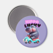 Hippo auf Rädern Magnet (Vorderseite/Rückseite)