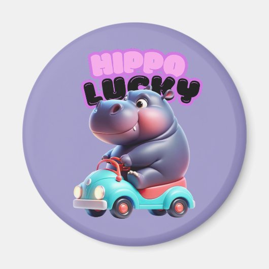 Hippo auf Rädern Magnet (Vorne)