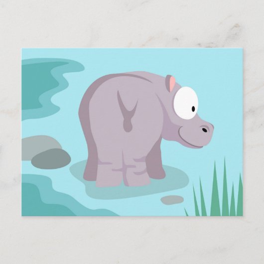 Hippo aus meiner Welt Tierserie Postkarte (Vorderseite)
