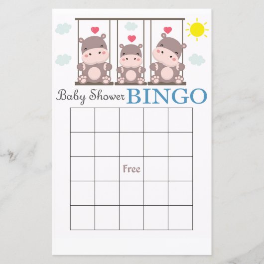 Hippo Baby Duschbingkarte (Vorderseite)