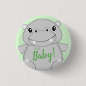 Hippo Baby Dusche Grün Button (Vorderseite)