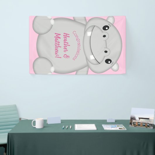 Hippo Baby Dusche Rosa Banner (Messeveranstaltung)