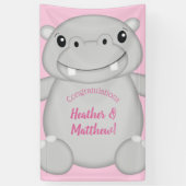 Hippo Baby Dusche Rosa Banner (Vertikal)