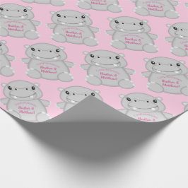 Hippo Baby Dusche Rosa Geschenkpapier