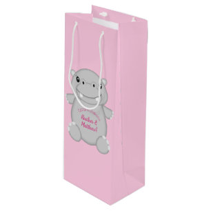 Hippo Baby Dusche Rosa Geschenktüte Für Weinflaschen