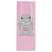 Hippo Baby Dusche Rosa Geschenktüte Für Weinflaschen (Vorderseite)