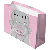 Hippo Baby Dusche Rosa Große Geschenktüte (Rückseite Schrägansicht)